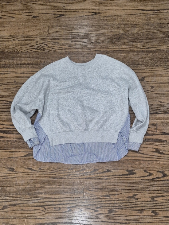 Forever 21 Tops - Forever 21+ Gray Layered Shirt Hem Sweatshirt Blue White Stripe Pullover Size 1X